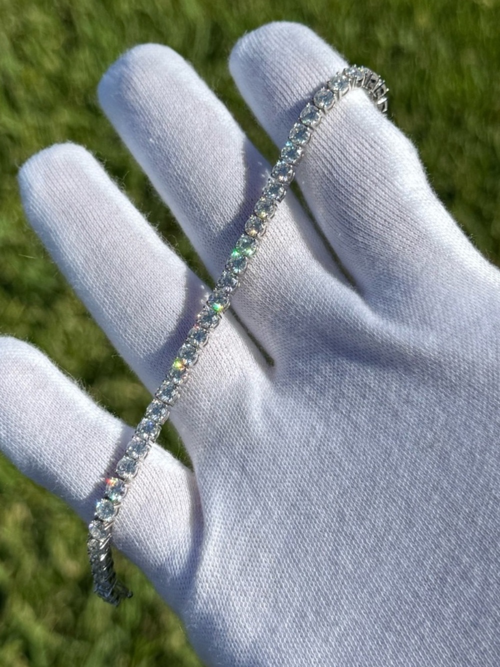 925 Silver, 13.5CTW Moissanite Tennis Bracelet - 7.5”